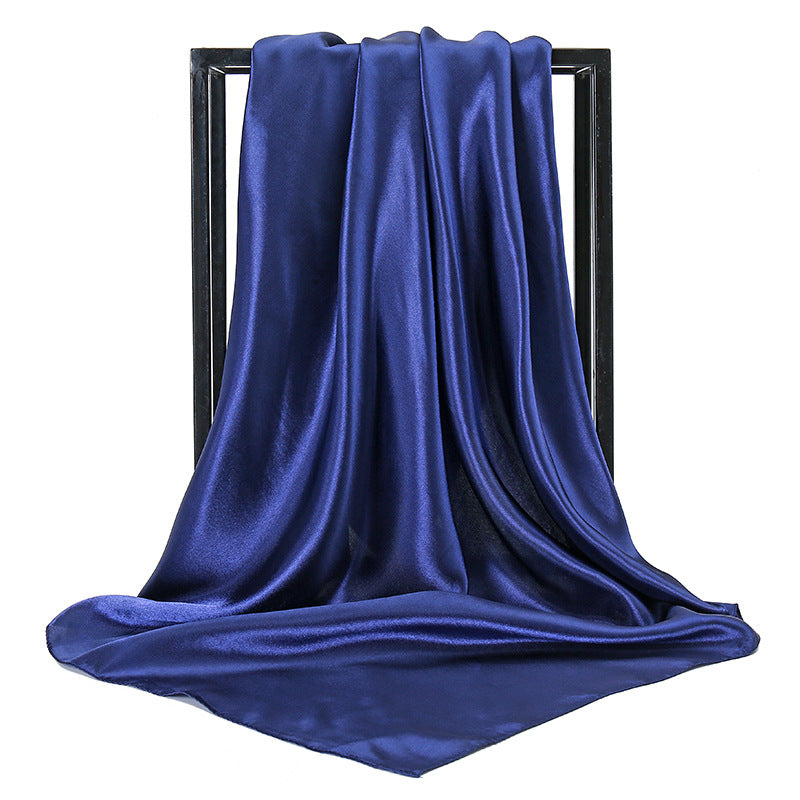 Ladies' Solid Colour Silk Satin Square Scarf, 90/90cm Headscarf, Flight Attendants' Neckerchiefs