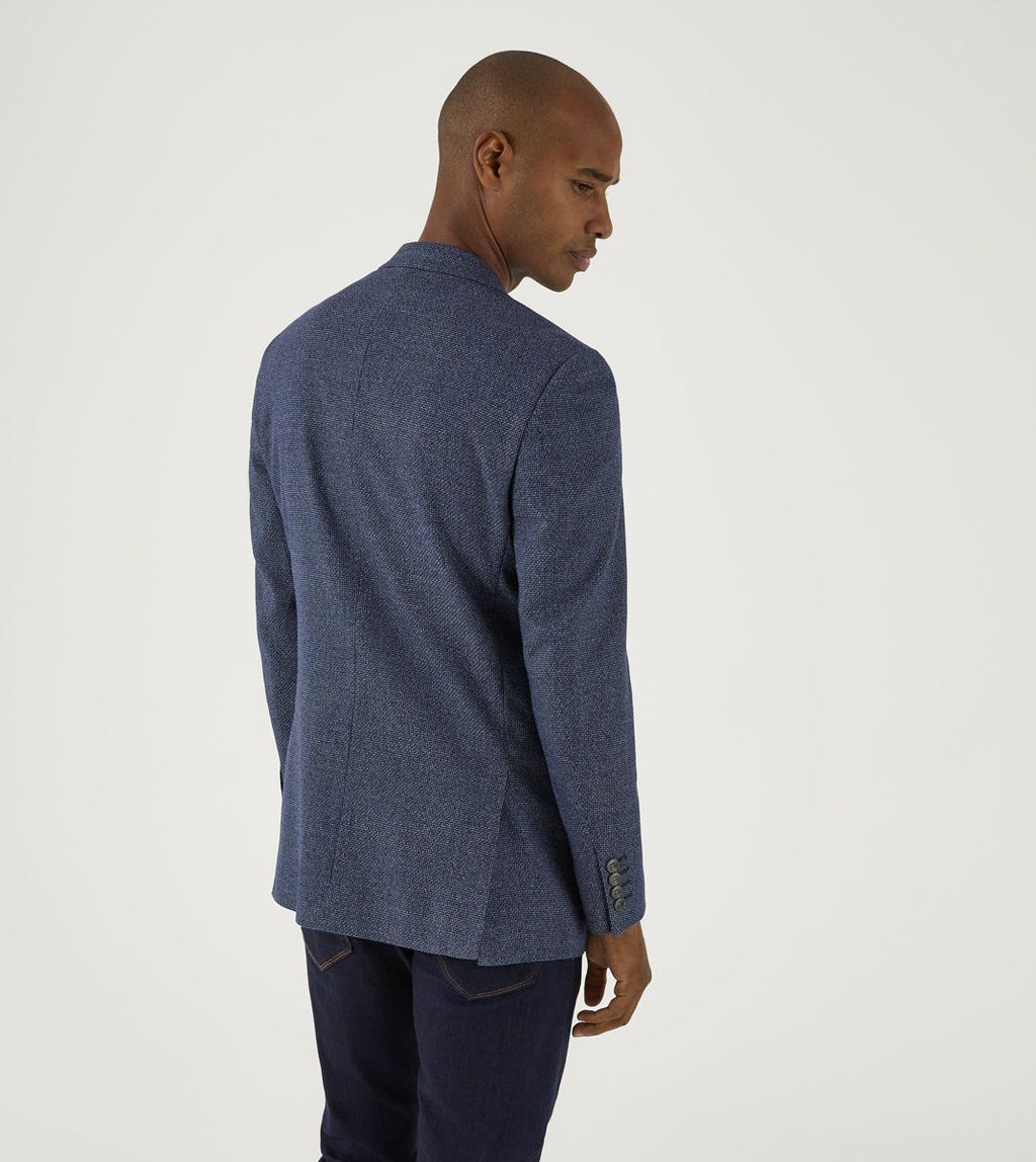 Skopes Tailored Fit Cole Jacket For Men in Navy Textured Weave, 36S-62L