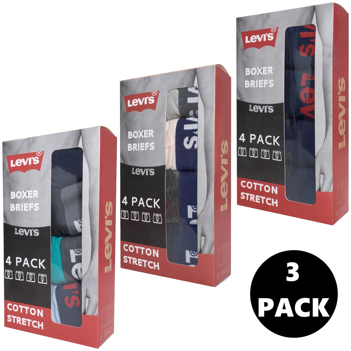 Levi's Men's Assorted Boxer Briefs Underwear | 4, 8 & 12 Pack | Sizes S–XL