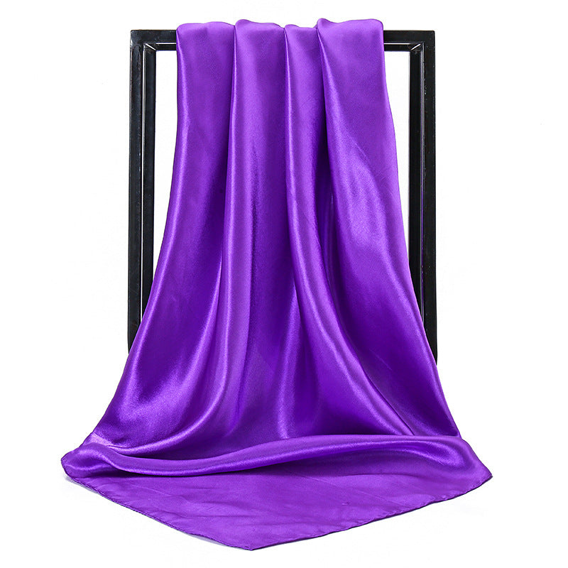 Ladies' Solid Colour Silk Satin Square Scarf, 90/90cm Headscarf, Flight Attendants' Neckerchiefs