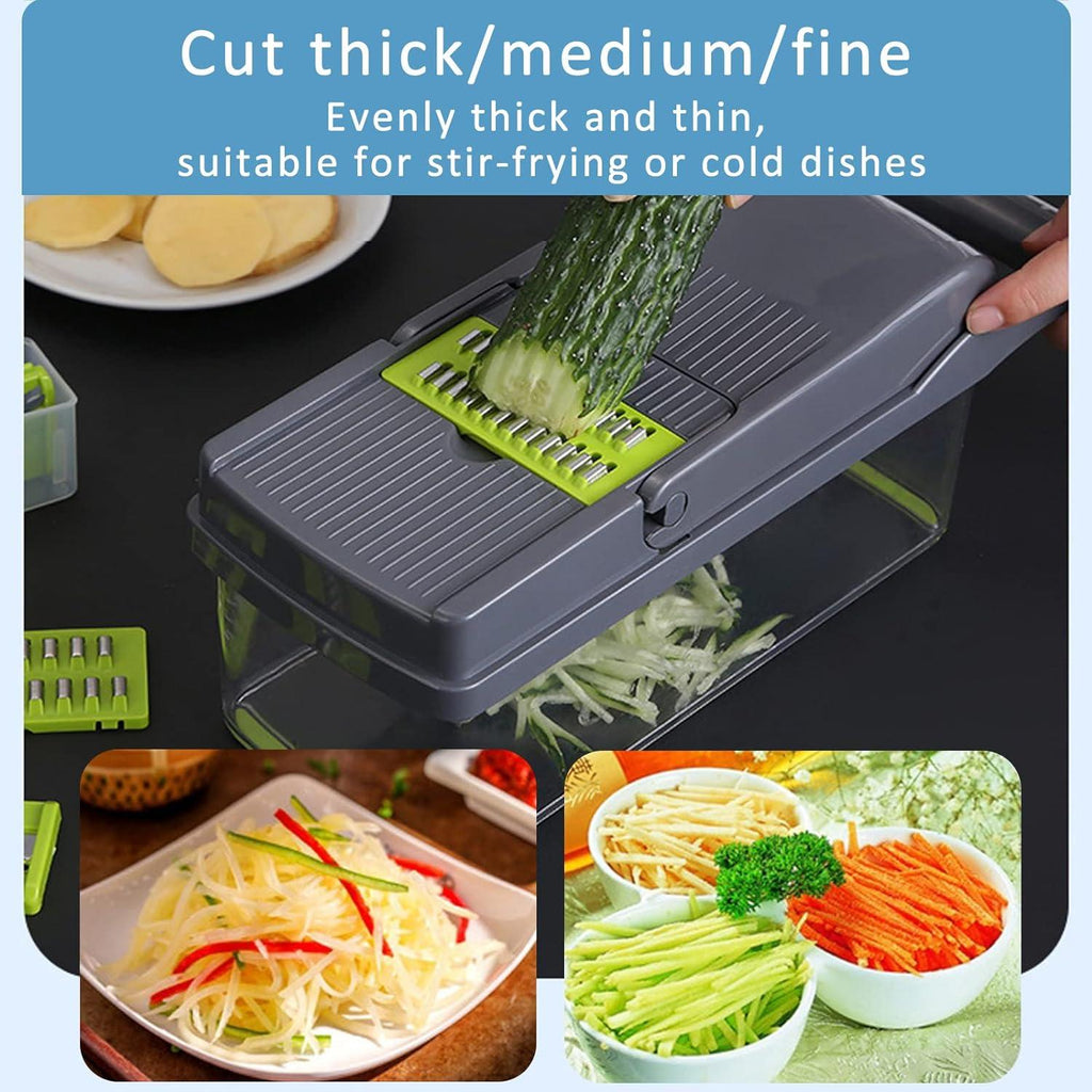 Vegetable Chopper, 12-in-1 Mandoline Slicer with Container, OLIYA