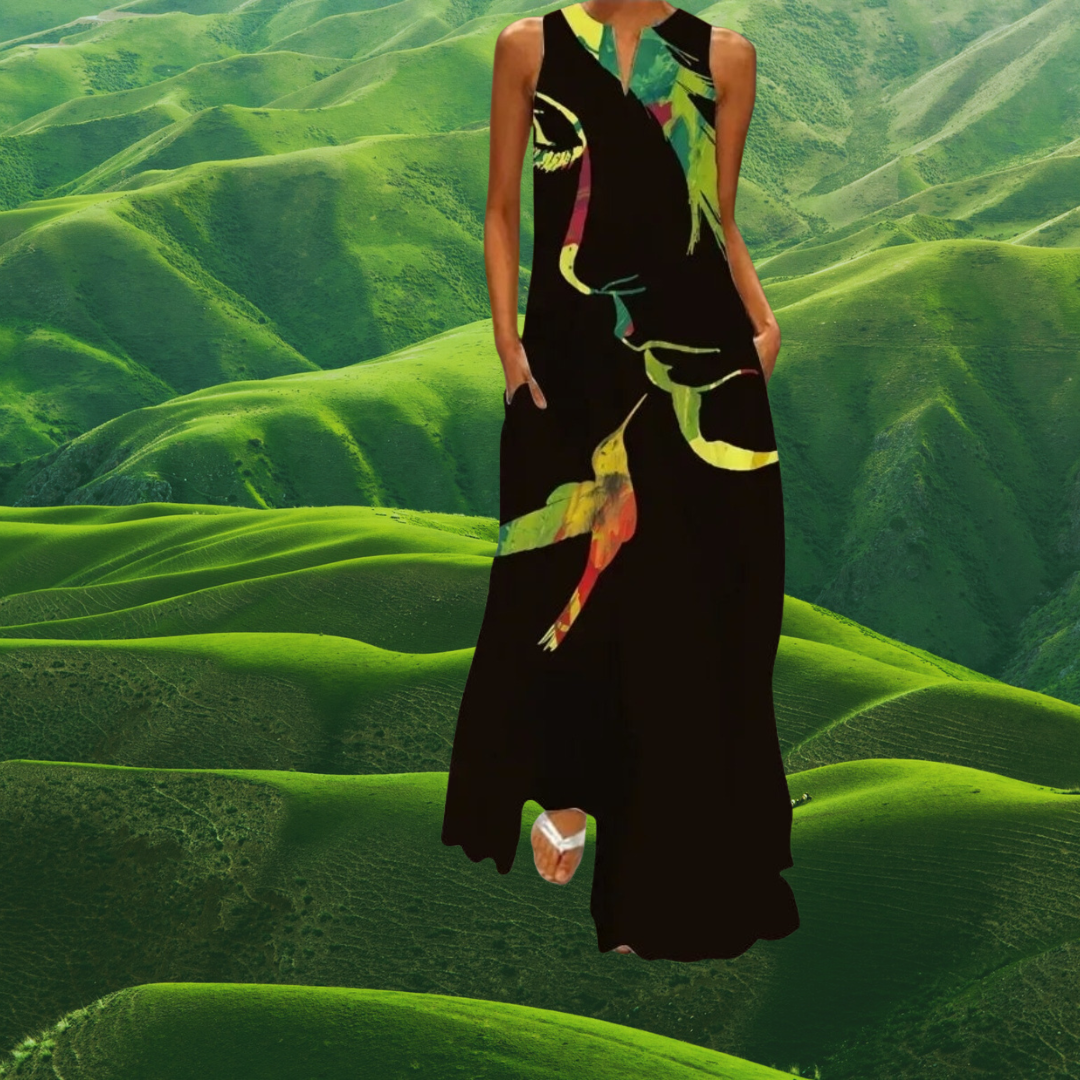 Bohemian Printed Maxi Dress with Pockets - Loose Ankle-Length Summer A-Line Dress for Women COLLECTION