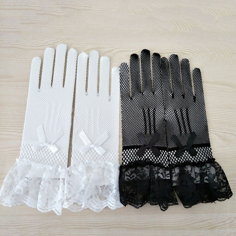 1 Pair Knitted Stretch Mesh Gloves, Wedding Gloves