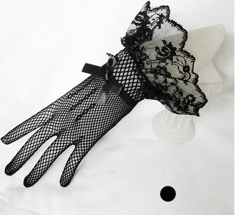 1 Pair Knitted Stretch Mesh Gloves, Wedding Gloves