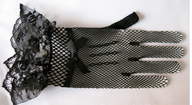 1 Pair Knitted Stretch Mesh Gloves, Wedding Gloves