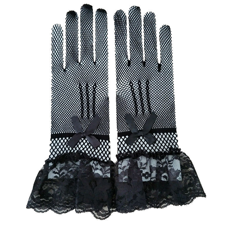 1 Pair Knitted Stretch Mesh Gloves, Wedding Gloves
