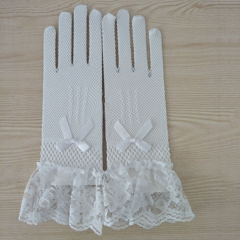 1 Pair Knitted Stretch Mesh Gloves, Wedding Gloves