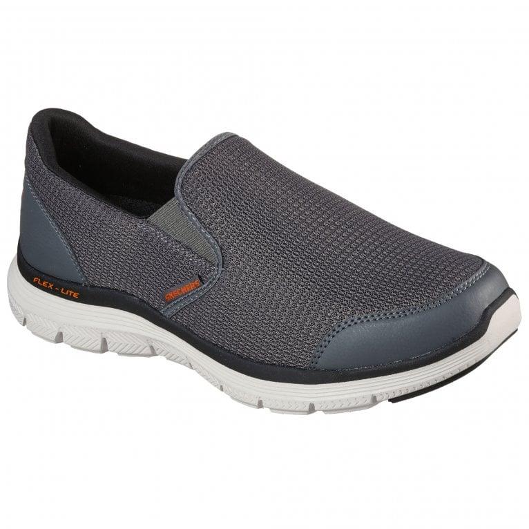 SKECHERS Men's Flex Advantage 4.0 Slip On Sneakers in Charcoal/Orange