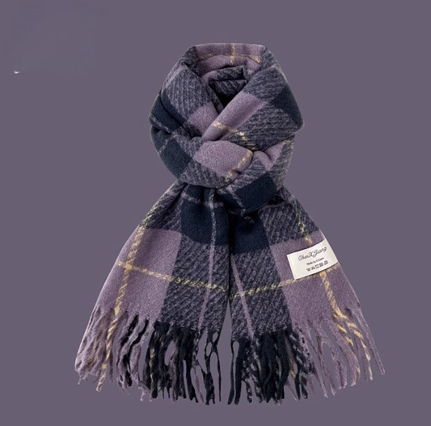 All-match Plaid Imitation Cashmere Women's Warm Scarf