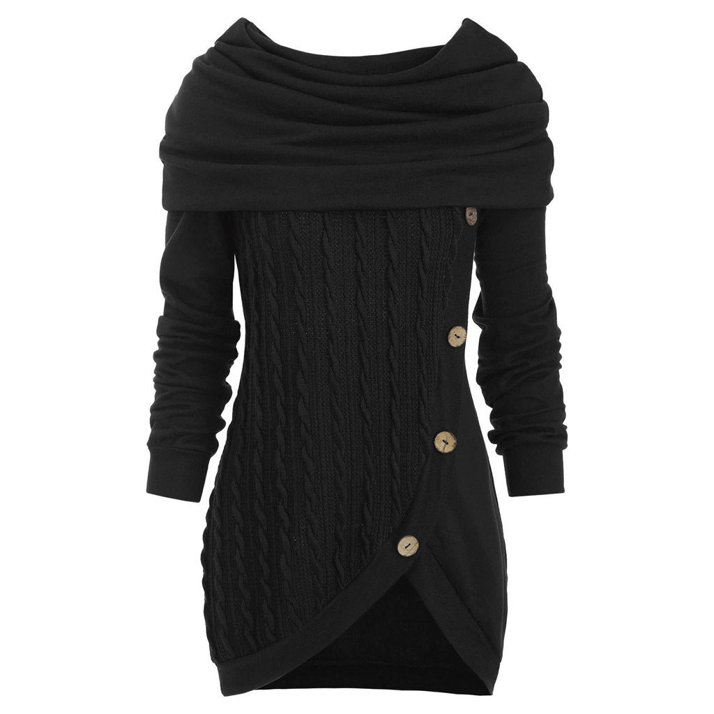 Pile pile collar hooded sweater
