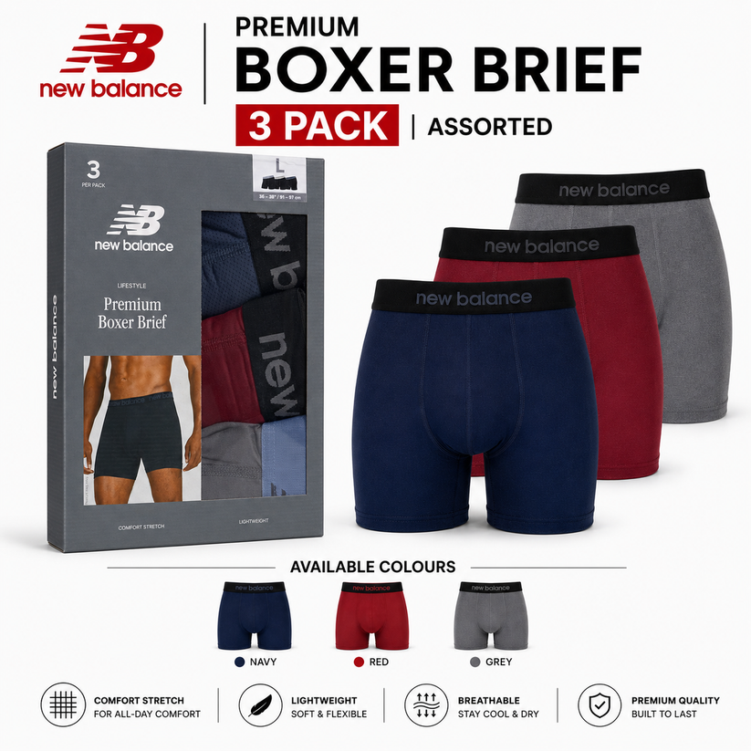 New Balance Mens Premium Stretch Boxer Briefs Trunks Underwear S-XL 3-12 Pack - QHA UK