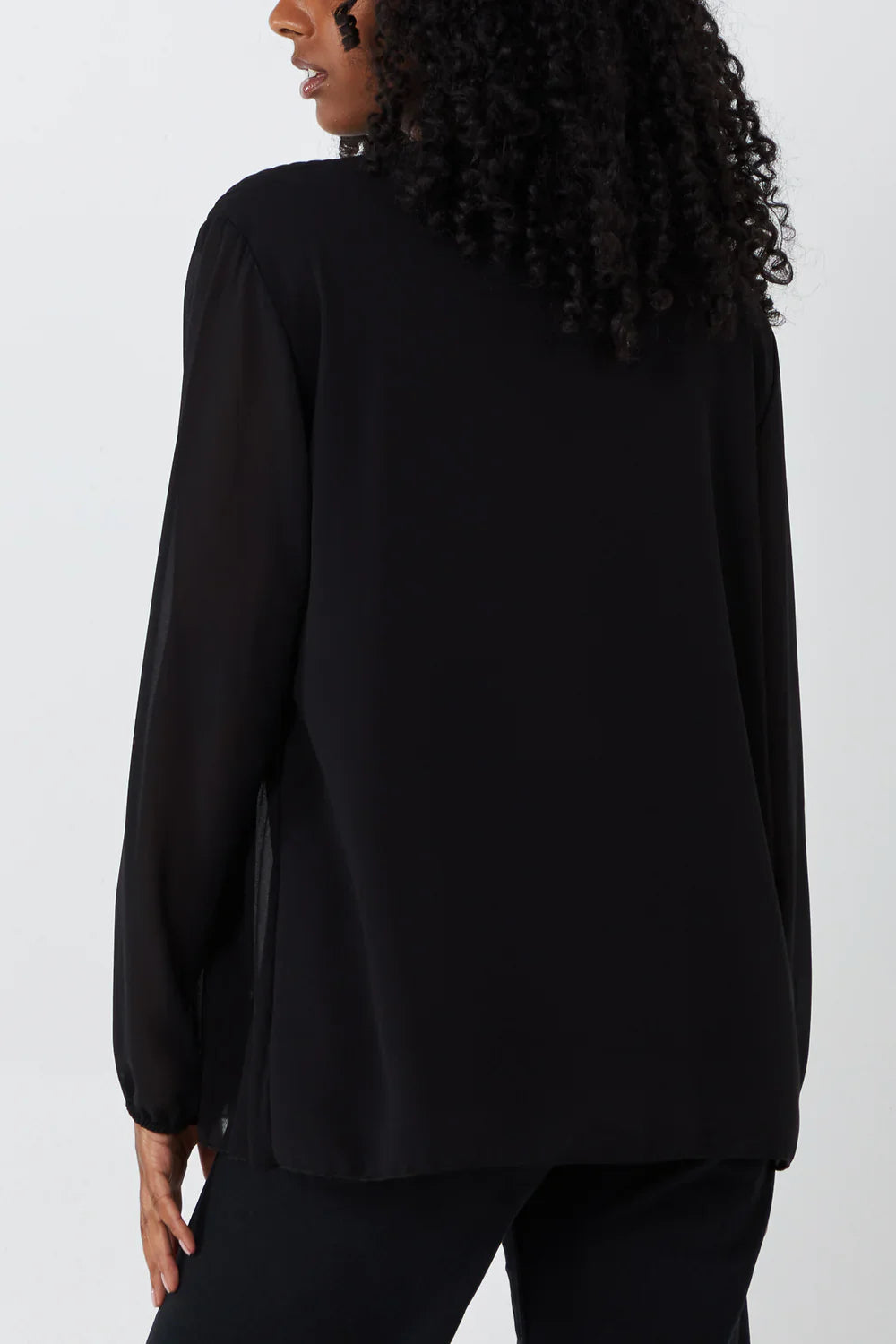Pleated Longsleeve Top with Necklace – One Size Fits 8–16 (Available in Multiple Colours)