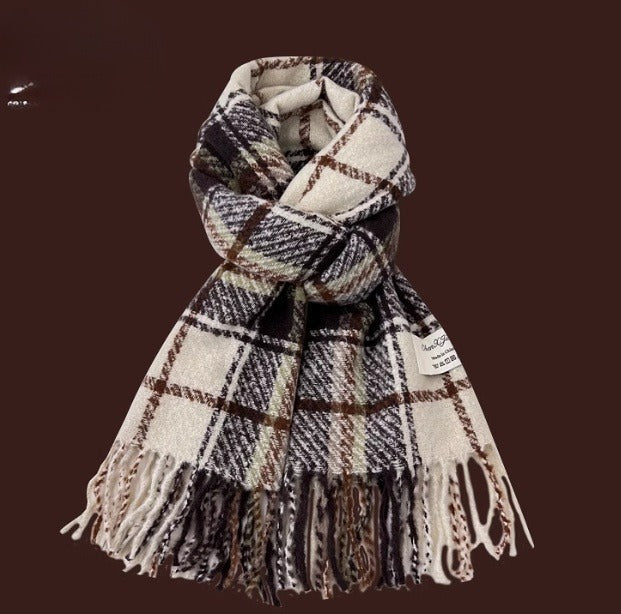 All-match Plaid Imitation Cashmere Women's Warm Scarf
