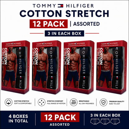 Tommy Hilfiger Mens Cotton Stretch Boxer Briefs Trunks Underwear S-XL 3-12 Pack - QHA UK
