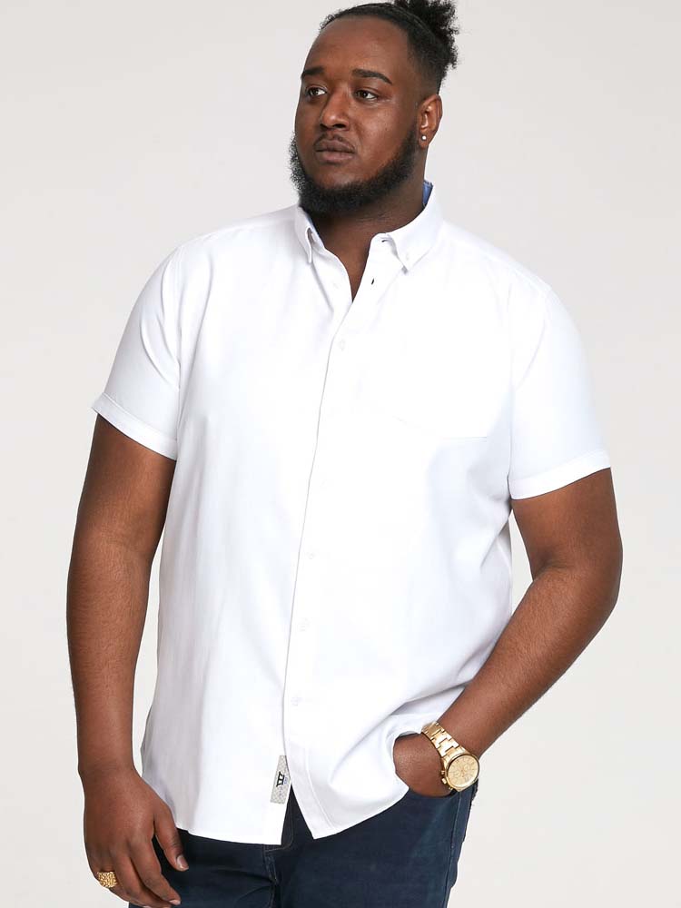 D555 Mens Oxford Shirt Big & Tall Short Sleeve 2XL-8XL Button Down - QHA UK