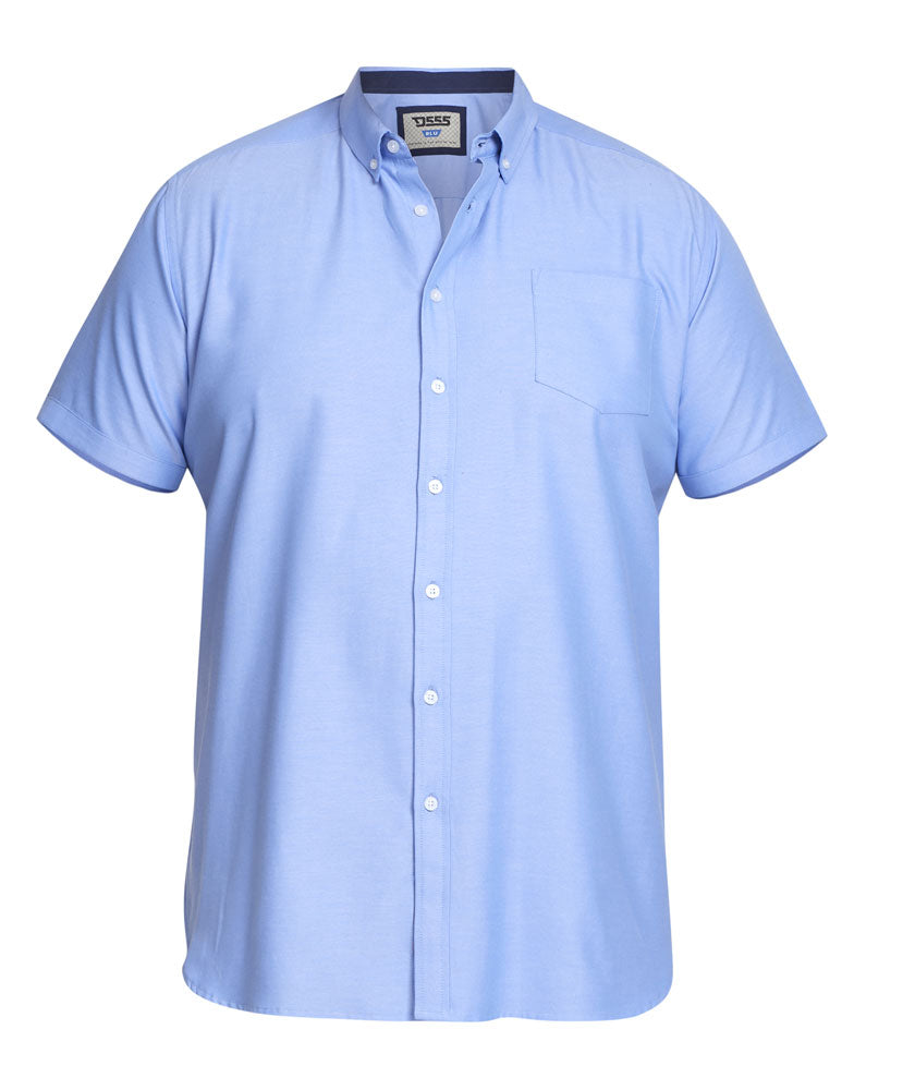 D555 Mens Oxford Shirt Big & Tall Short Sleeve 2XL-8XL Button Down - QHA UK