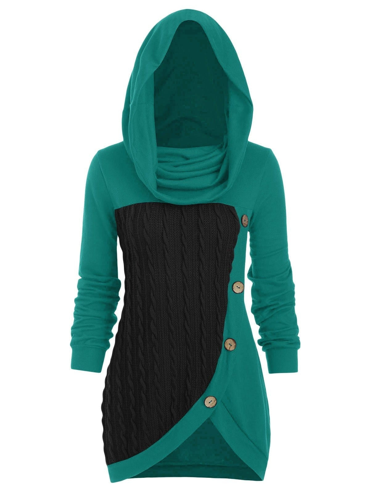 Pile pile collar hooded sweater