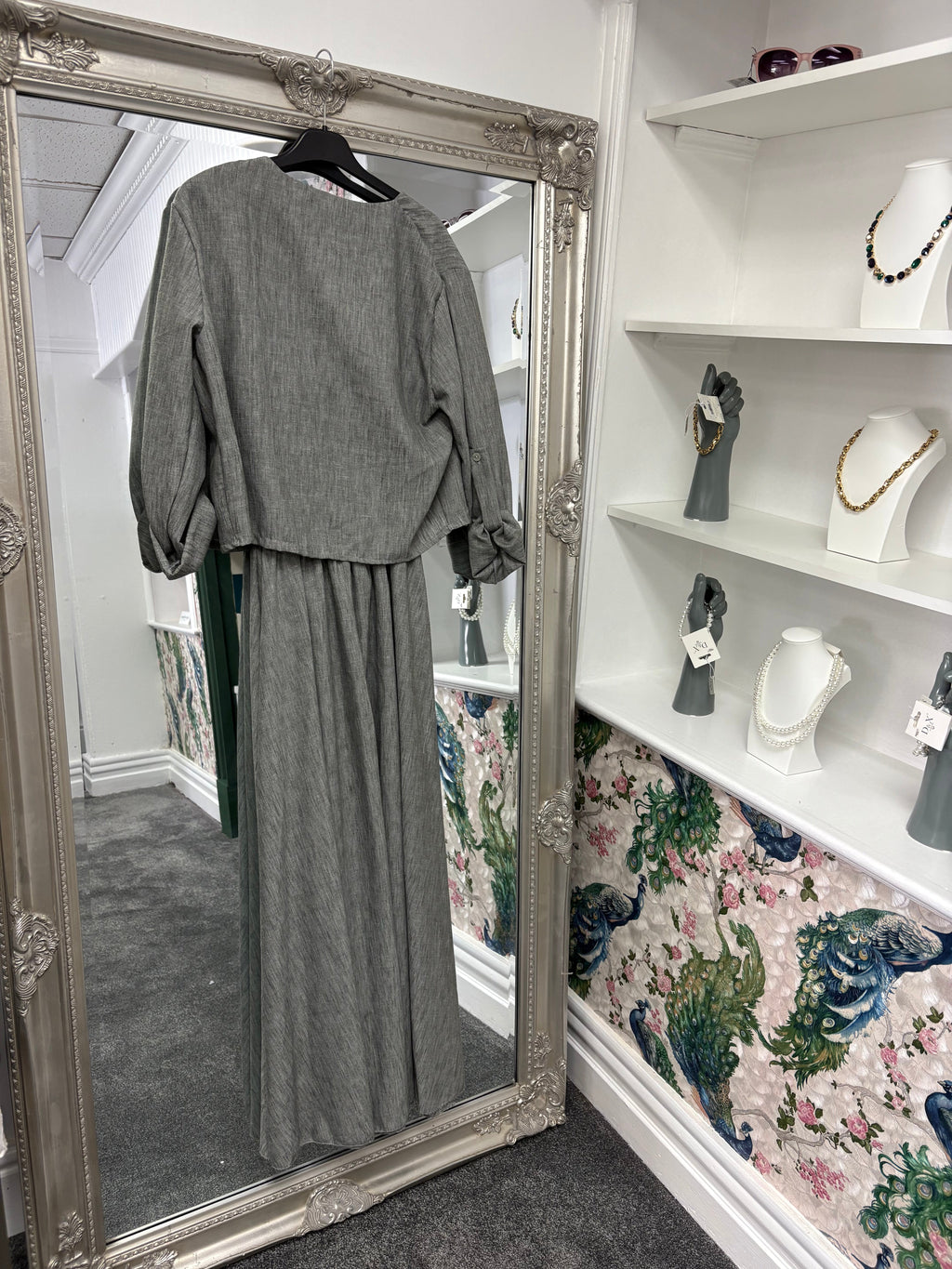 Grey Dress with Jacket | Two Piece Occasion Outfit UK 8–16/18