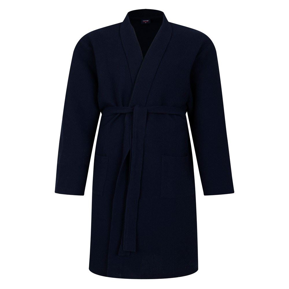 Espionage Waffle Knit Kimono Gown For Men in Navy, 2XL-8XL