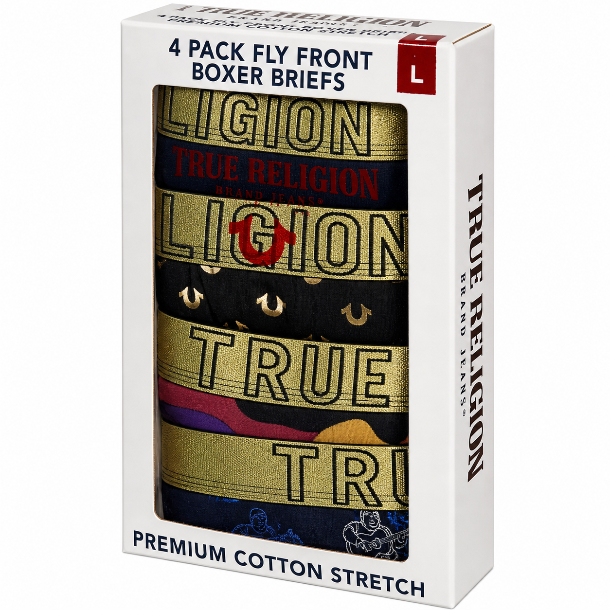 True Religion Mens Boxer Briefs 4 Pack Cotton Stretch Trunks Multipack - QHA UK
