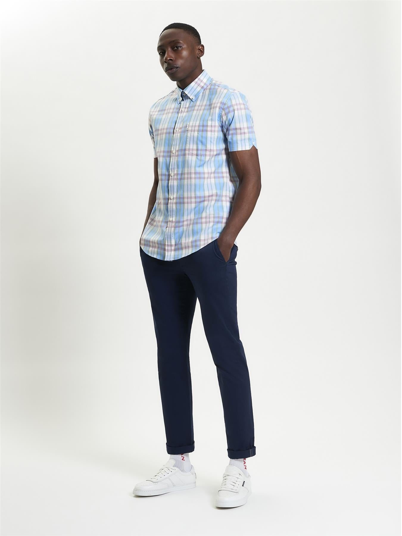 Ben Sherman Irregular Check Short Sleeve Shirt For Men in 2 Colours, 2XL-5XL