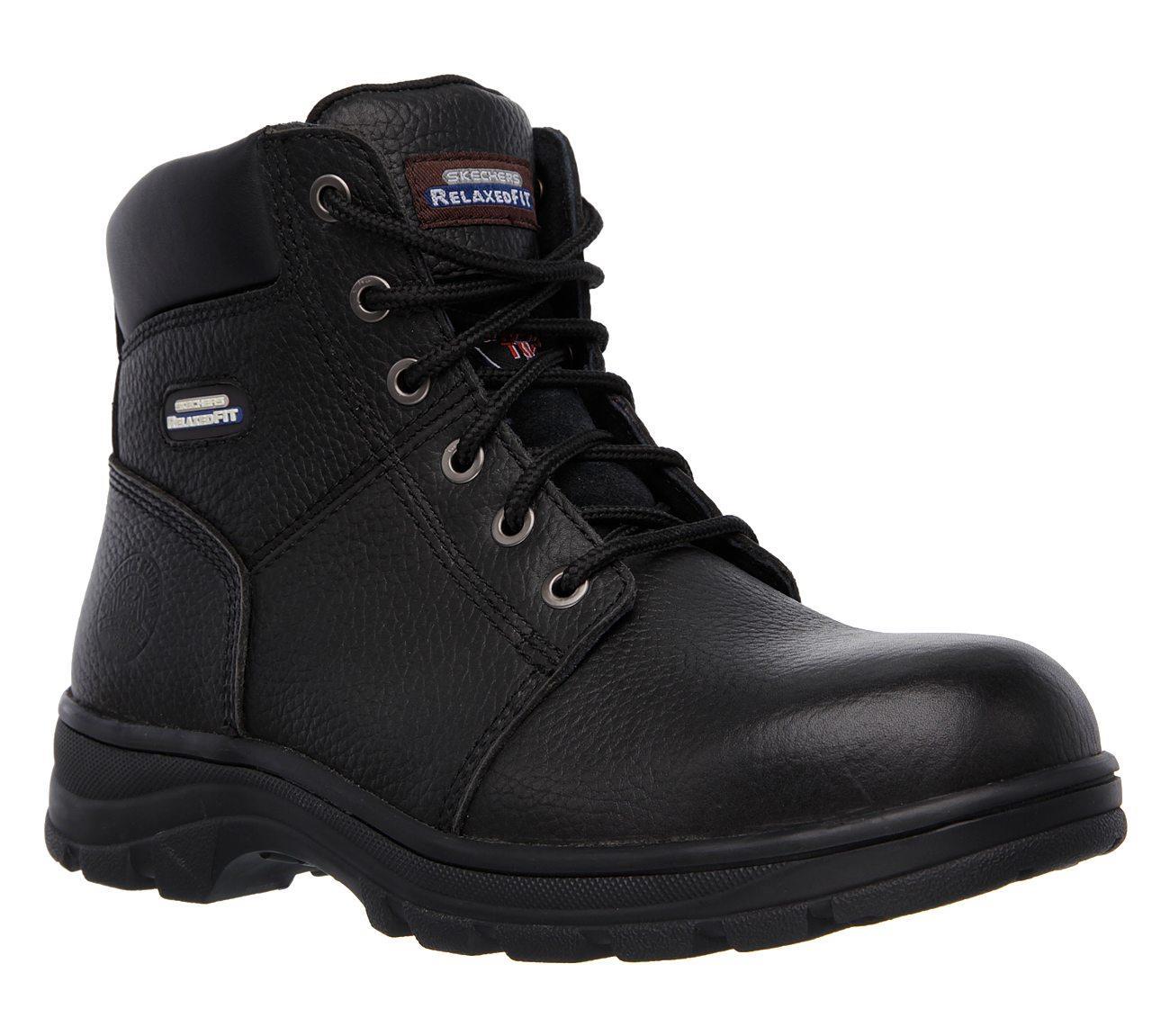 SKECHERS Men's Relaxed Fit-Workshire Steel Toe boot in Black