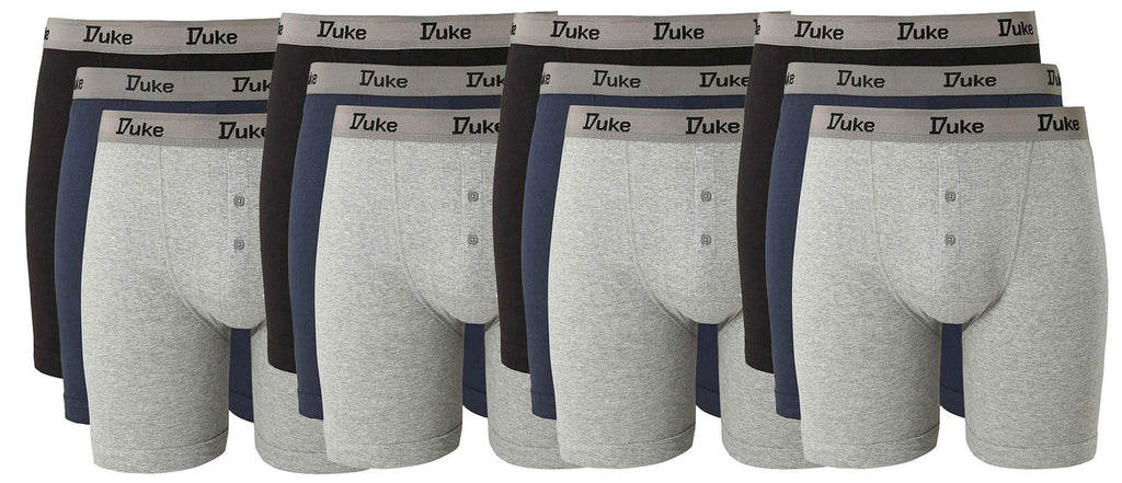 D555 Men's Big Size 12 Pack Jersey Button Fly Boxer Shorts 2XL - 10XL