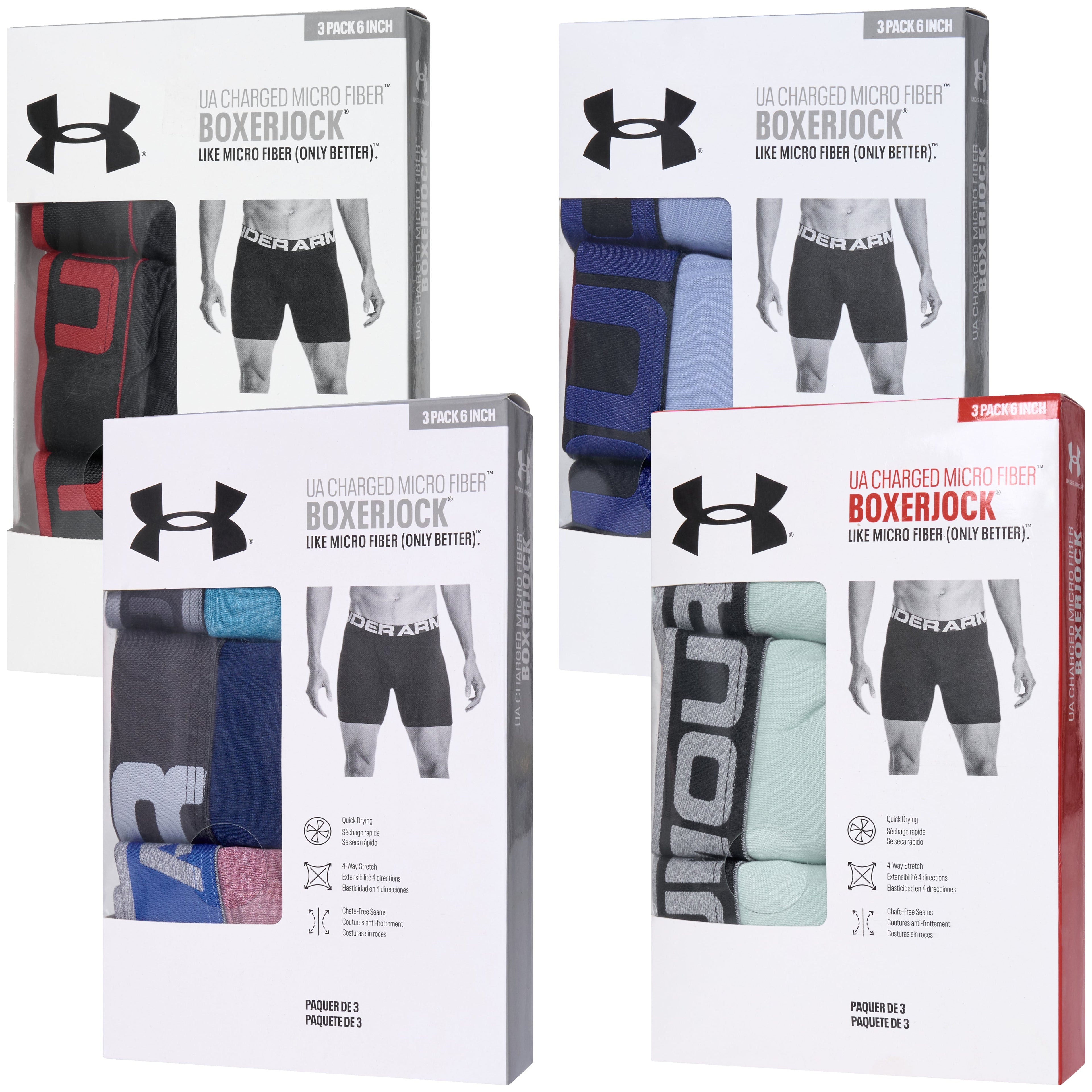 Under Armour 6" Charged Micro Fiber 3 Pack Boxerjocks
