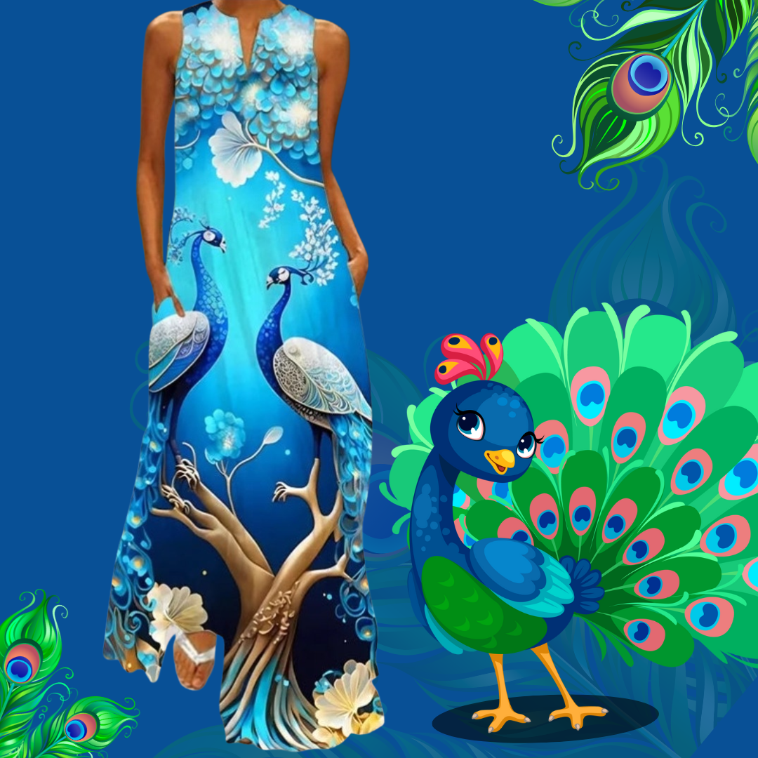 Boho Retro V-Neck Sleeveless Maxi Dress – Artistic Summer Long Dress for Women