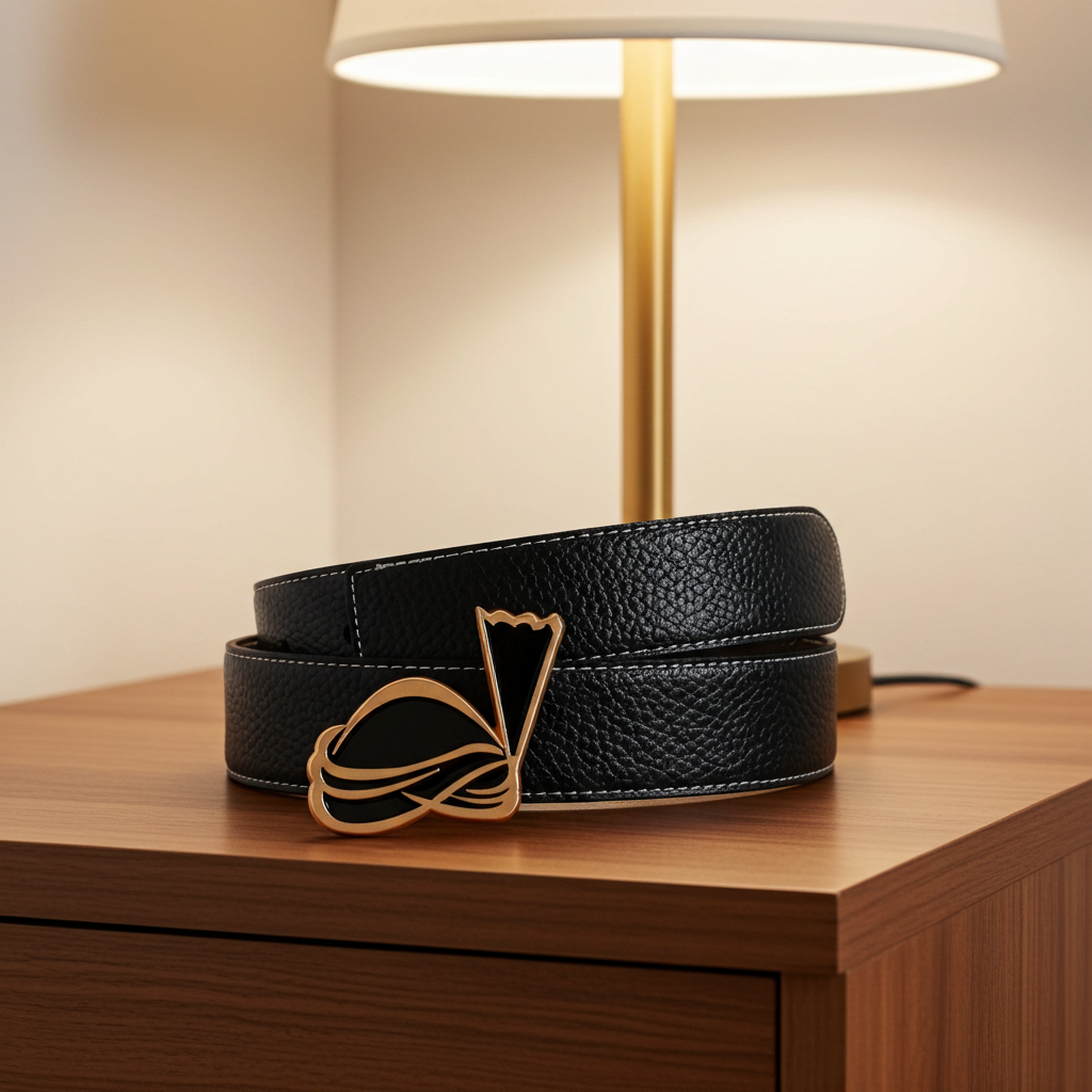 QHA Mens Reversible Leather Belt Designer Turban Buckle for Men 38mm Wide Q20