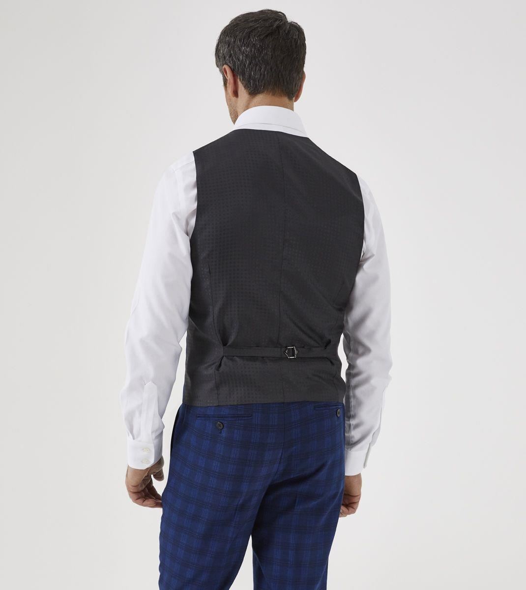 Skopes Men's Felix Check DB Waist Coat in Blue 36 to 48 Regular