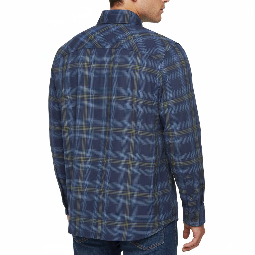 Wrangler Men's 2 Pocket Casual Utility Shirt | Navy & Green Check | L–2XL