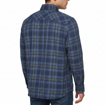 Wrangler Men's 2 Pocket Casual Utility Shirt | Navy & Green Check | L–2XL