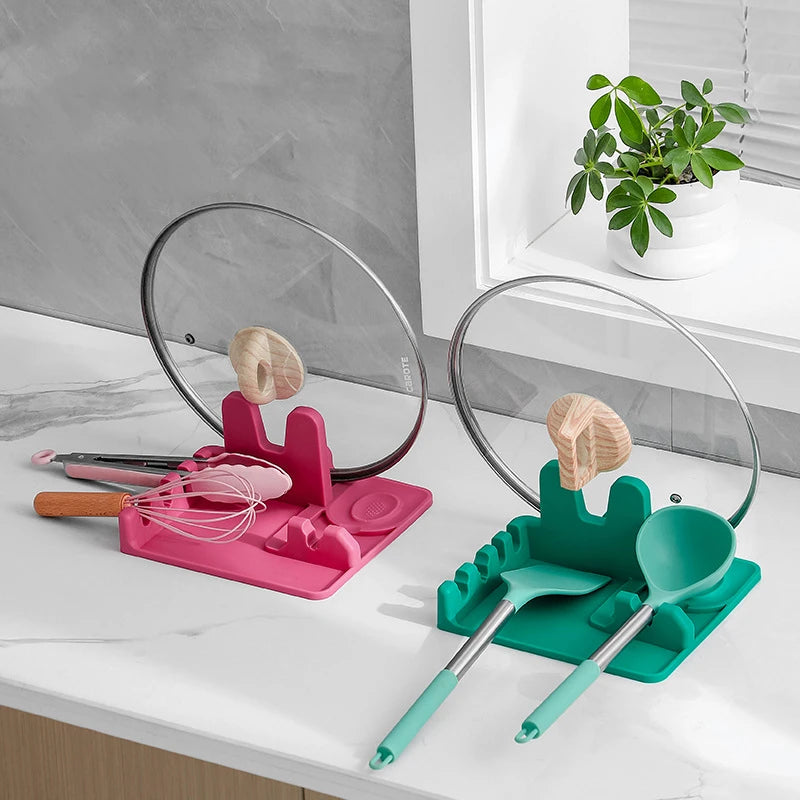 Silicone Pot Lid Rack, Kitchen Storage Rack, Pot Lid, Soup Spoon Pad, Seated Spatula Rack, Household Storage Rack