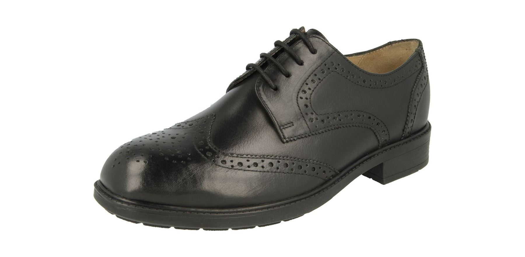 DB Men's Wide (2V Fit) Formal Lace Up Brogue Shoes (Ealing) in Black Size 8