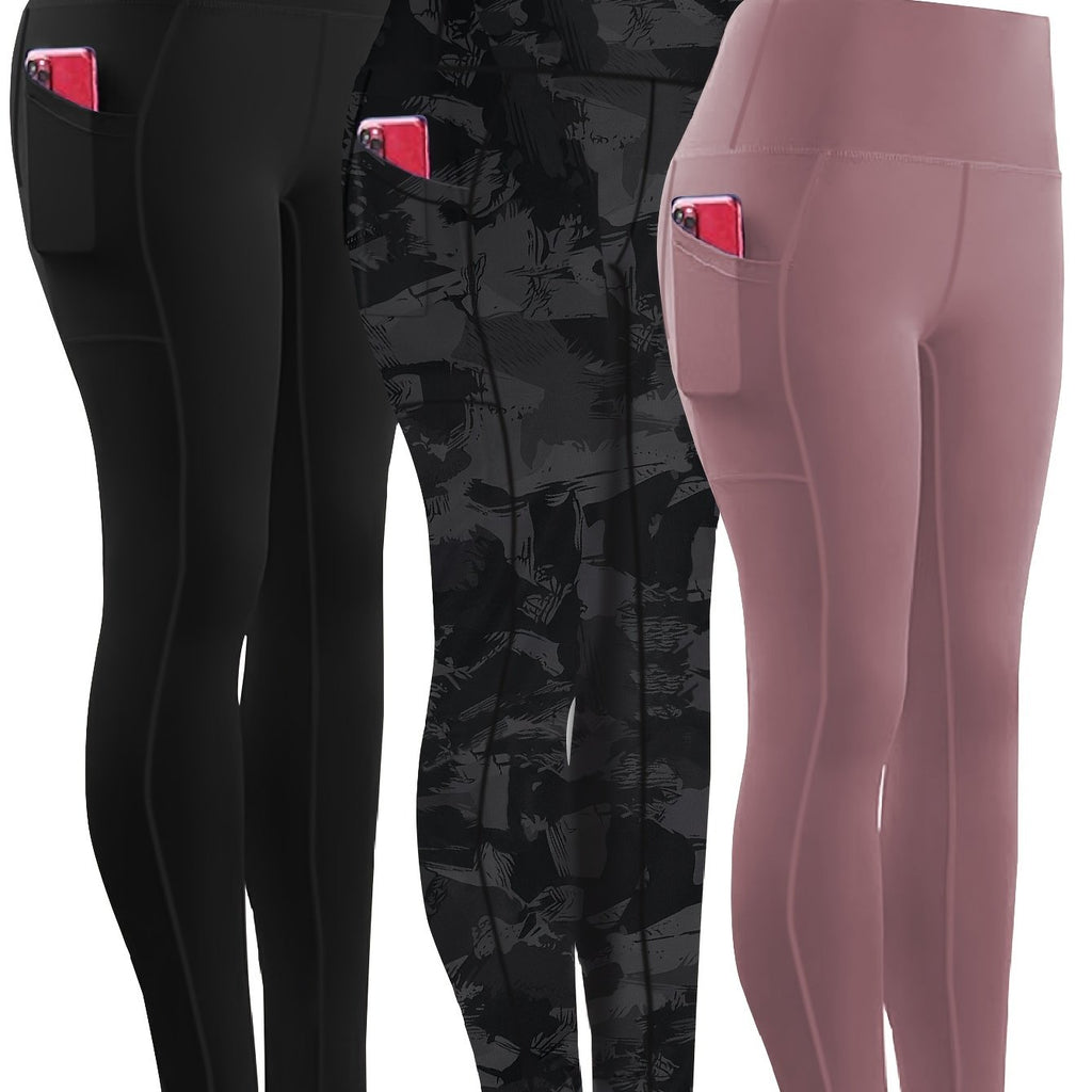 Three-piece Set, Sports Yoga Pants for Women, High Waist, Tight, Quick-Drying, Compression Pants, High Elasticity, Running Outerwear, Long Trousers, Bottoming Pants