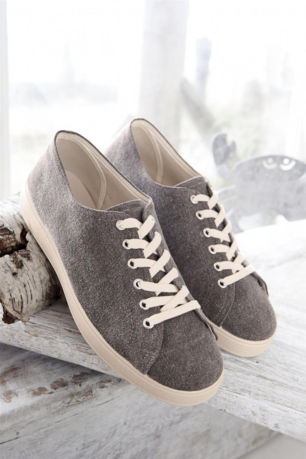 DB's Men's Extra Wide (2V Fit) Modern Washed Canvas Leisure Shoes (Peter) in Grey