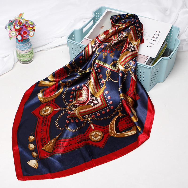 Women's 90/90cm Fashion Bandana,  Printed Silk Satin Hair Scarf, Premium Square Scarf