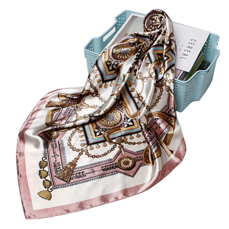 Women's 90/90cm Fashion Bandana,  Printed Silk Satin Hair Scarf, Premium Square Scarf