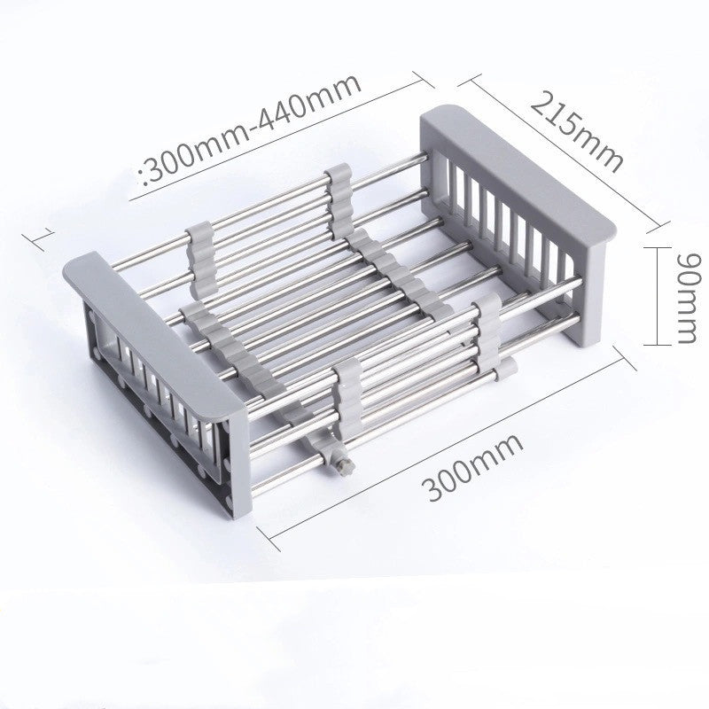 Stainless Steel Sink Drain Basket Retractable