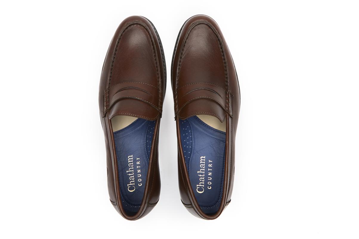 Chatham Mens McQueen Brown Premium Leather Penny Loafers