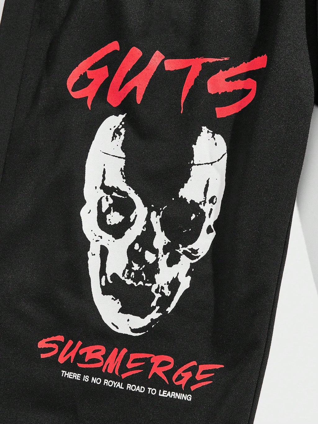 ROMWE Grunge Punk Men's Skull And Text Print Drawstring Jogger Pants