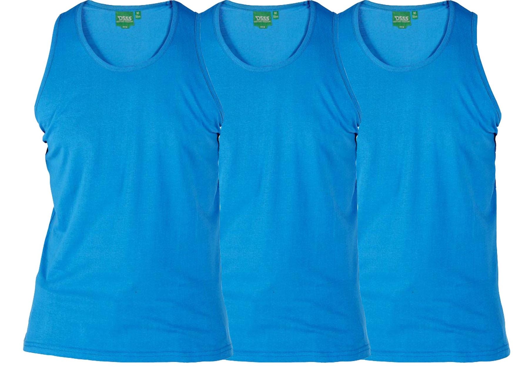 D555 Pure Cotton Long Length 3 Pack Muscle Vests Size Medium to XXL