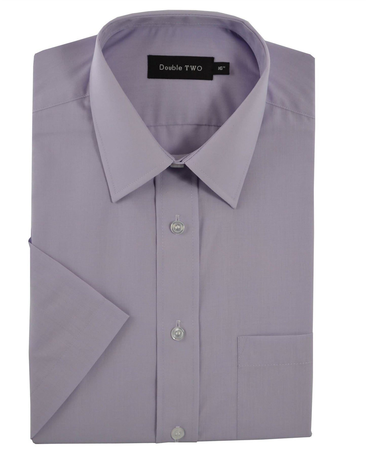 Double Two Men's Classic Cotton Blend Short Sleeve Shirt 6 Colours 14.5–23"