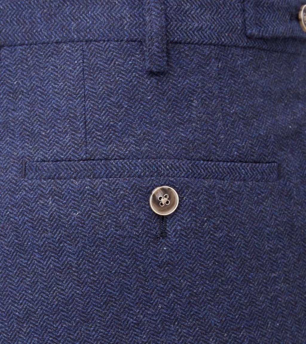 Skopes Men's  Tailored Fit Suit Trouser Herringbone Jude in Navy Waist 32 to 56