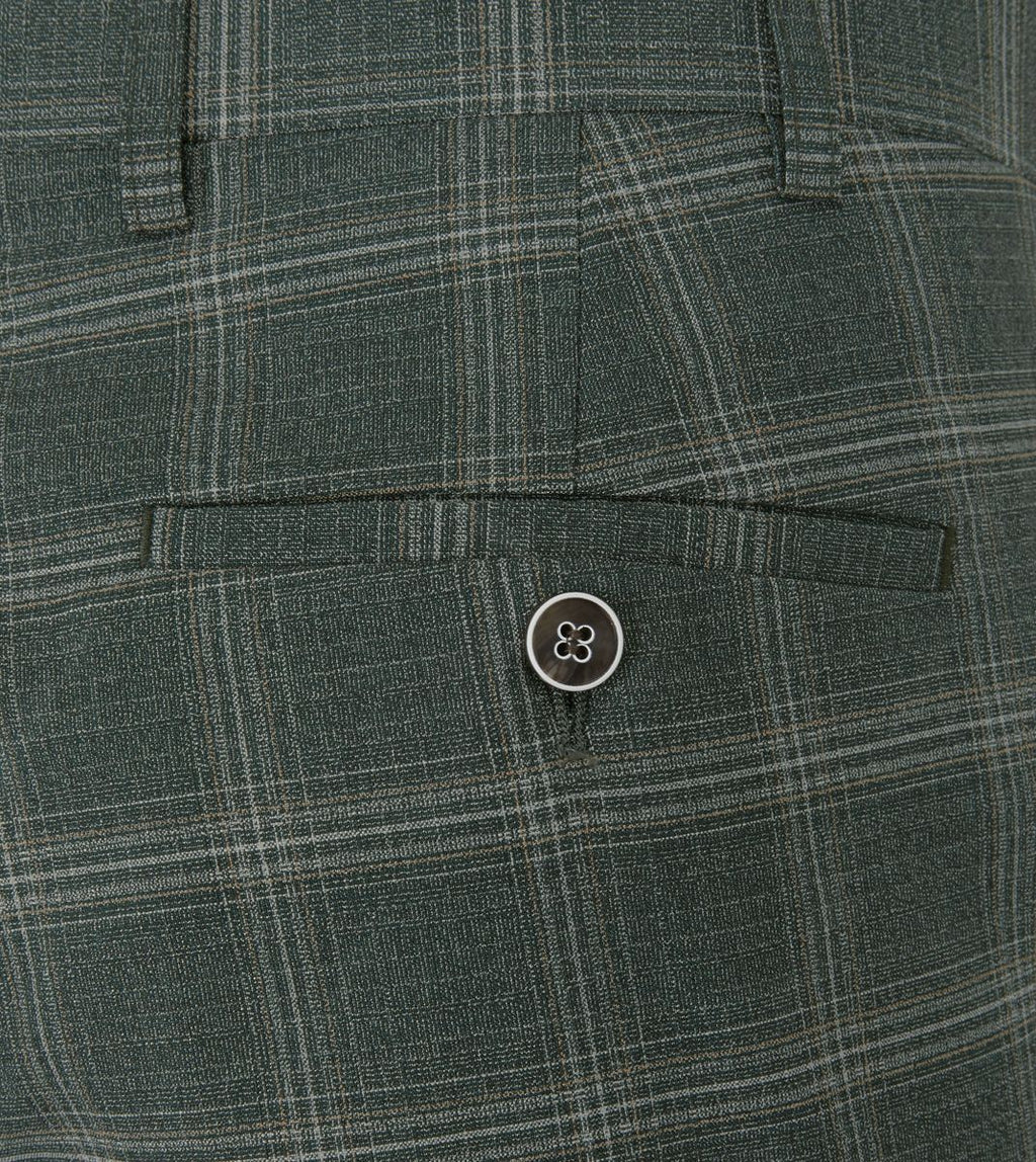 Skopes Parker Suit Tailored Fit Trouser For Men ins Green Check, 30W-58W
