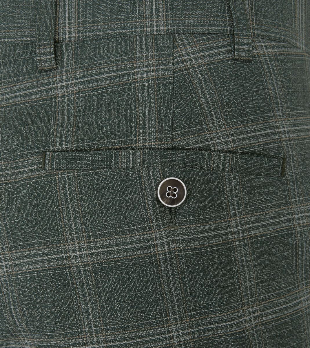 Skopes Parker Suit Tailored Fit Trouser For Men ins Green Check, 30W-58W