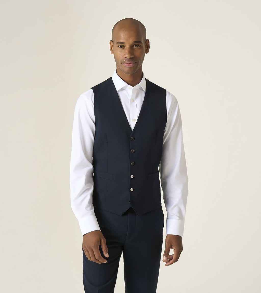 Skopes Harcourt Suit Waistcoat For Men in Navy Ink Tweed Effect, 36R-62R