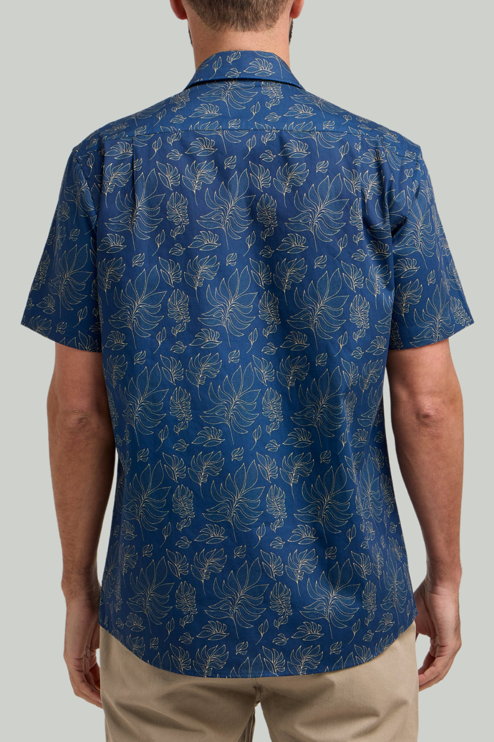 Double TWO Botanical Print Short Sleeve Shirt For Men in Navy, M-5XL