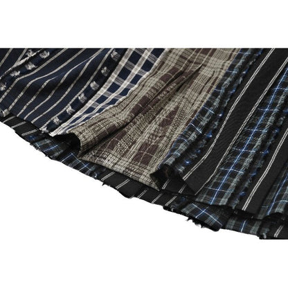 Dark in Love Sage Tartan Patchwork Leather-Waist Pleated Mini Skirt - Size UK 16 Left Only!